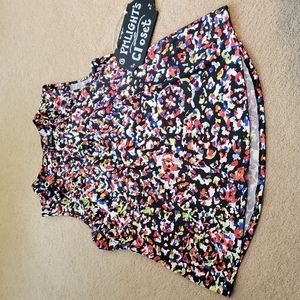 New Directions Top Petite Large Sleeveless Multi-Colored black white